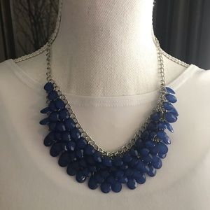 Blue teardrop statement necklace